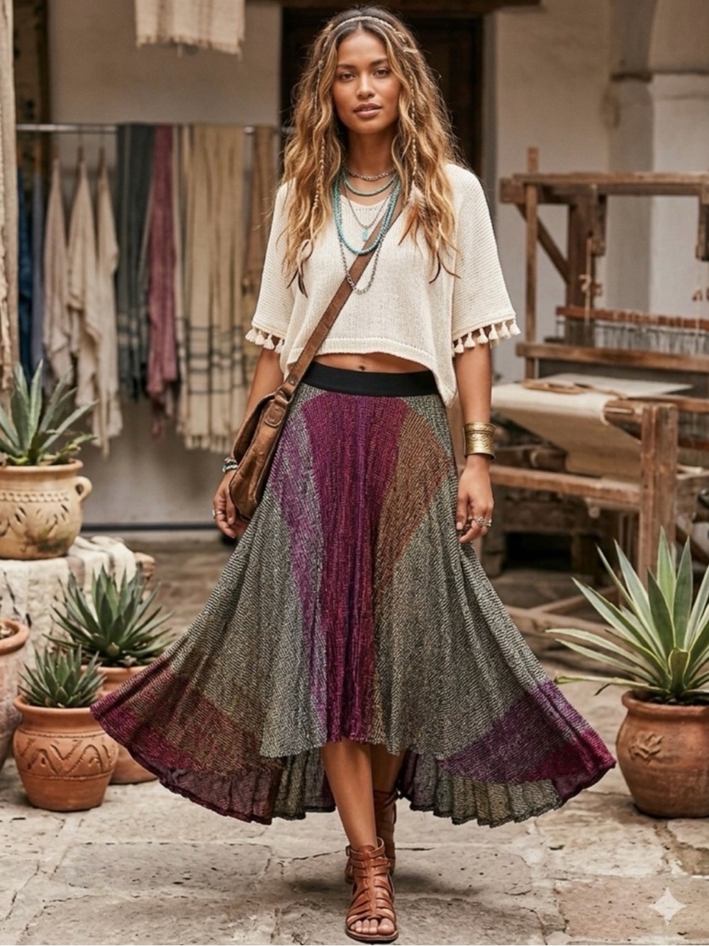 Anthropologie Cecilia Prado Abstract High Low Skirt
Medium Festival Boho